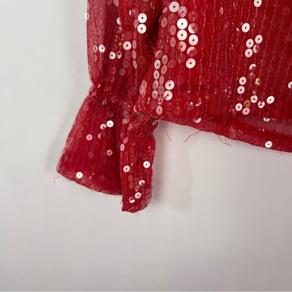 2/$30 1. State Long Flare Sleeve Sequin Mesh Top sz XS - Picture 7 of 10